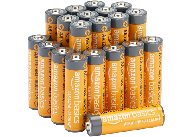 Amazon Basics Baterías alcalinas de alto rendimiento de 20 Pack AA, vida útil de 10 años, paquete de valores fácil de abrir