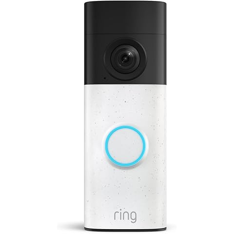 Ring Battery Doorbell 2K (newest model), Retinal 2K with wide-angle video, up to 6x Enhanced Zoom, Two-Way Talk, and Built-In Battery, Speckled White