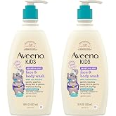 Aveeno Kids Sensitive Skin Face & Body Wash, 2 Pack, 2 x 18 fl. oz | Gently Washes Away Dirt & Germs Without Drying, Oat Extract, Tear-Free, Hypoaller