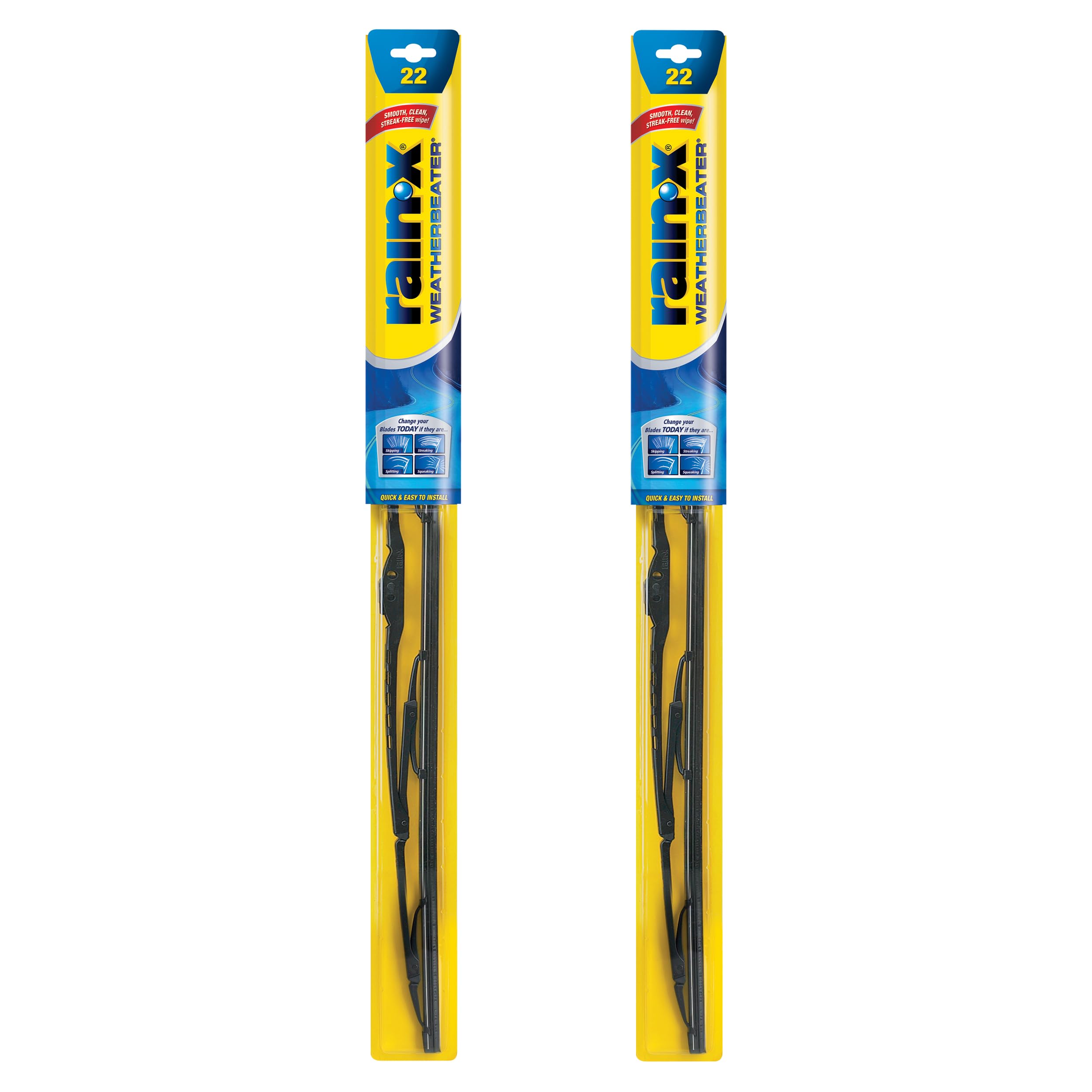 Rain-X 820149 WeatherBeater 와이퍼 블레이드, 55.9cm(22인치) 윈드실드 와이퍼(2팩), OEM 품질 및 내구성을 충족하거나 초과하는 자동차 교체용 앞유리 와이퍼 블레이드